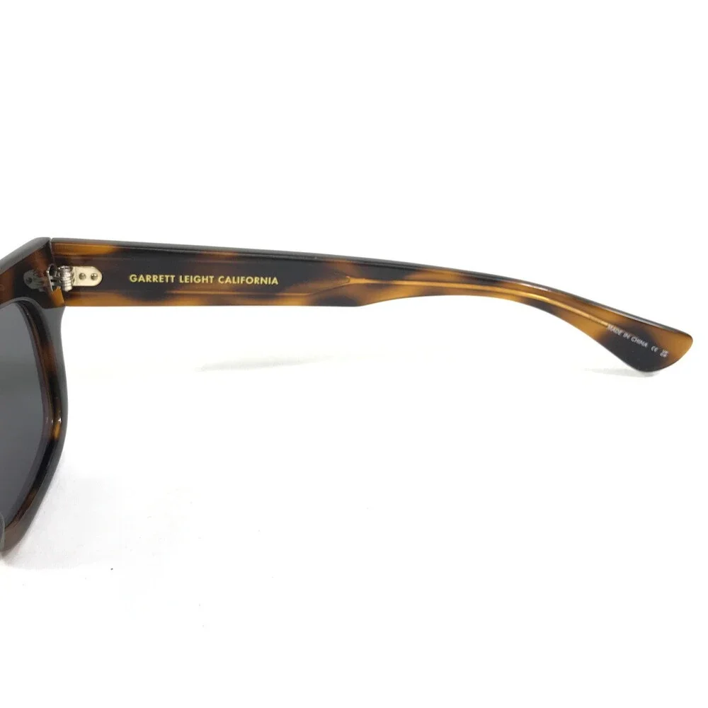 Garrett Leight Sunglasses WOZ SPBRNSH Shiny Tortoise Frames with Gray Lenses